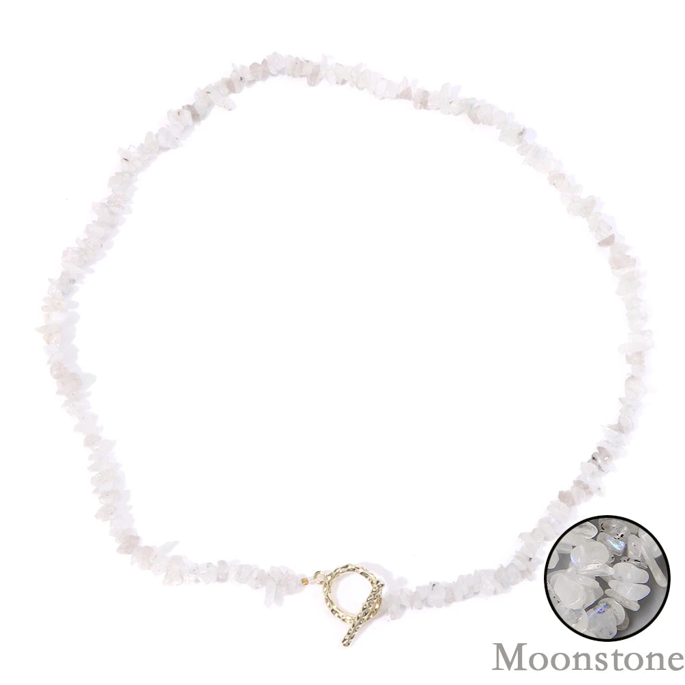 Natural Blue Stone Choker Necklace Aquamarine and Quartz Crystal Beads for Women