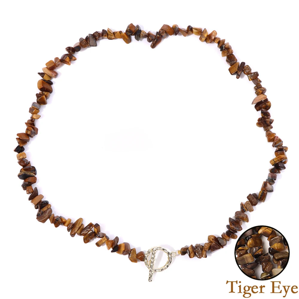 Natural Blue Stone Choker Necklace Aquamarine and Quartz Crystal Beads for Women