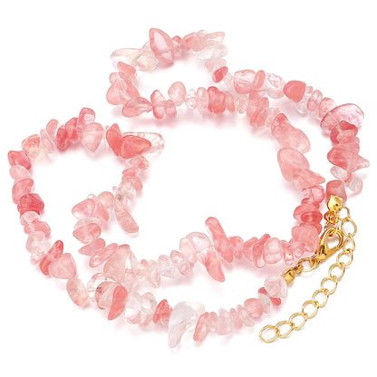 Natural Blue Stone Choker Necklace Irregular Healing Gravel Aquamarines Crystal Quartz Chip Beads Necklace For Women Jewelry