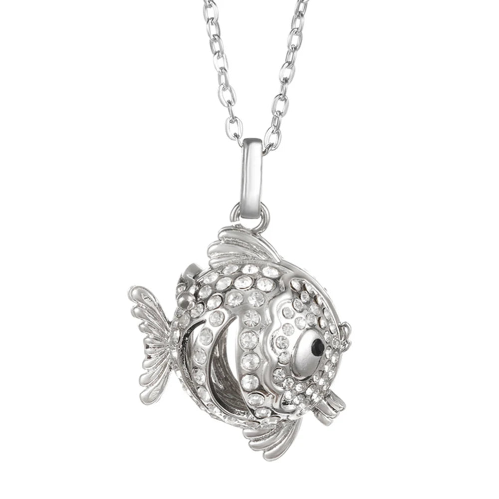 Russia Tradition Chime Exquisite Angel Wings Caller Necklace Essential Oil Diffuser Pregnant Woman Aromatherapy Pendant Jewelry