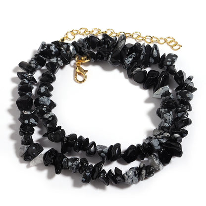 Natural Blue Stone Choker Necklace Irregular Healing Gravel Aquamarines Crystal Quartz Chip Beads Necklace For Women Jewelry