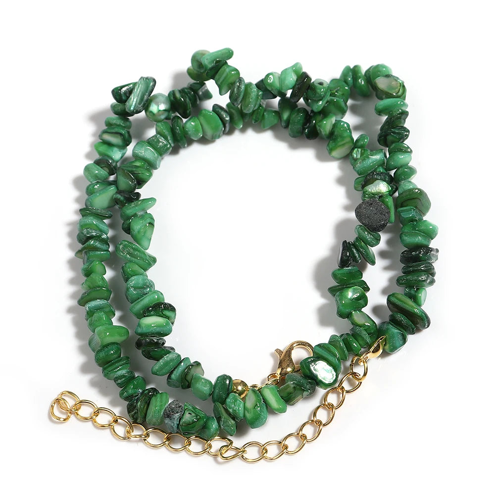 Natural Blue Stone Choker Necklace Irregular Healing Gravel Aquamarines Crystal Quartz Chip Beads Necklace For Women Jewelry