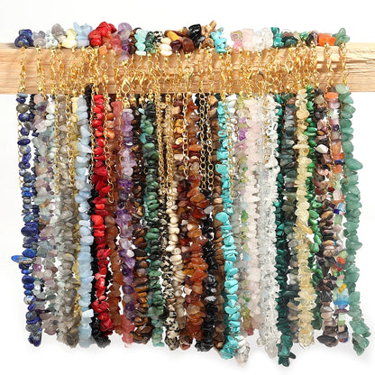Natural Blue Stone Choker Necklace Irregular Healing Gravel Aquamarines Crystal Quartz Chip Beads Necklace For Women Jewelry