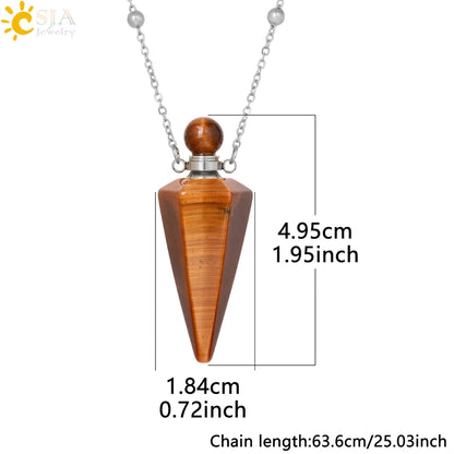 Natural Stone Cone Perfume Bottle Necklace