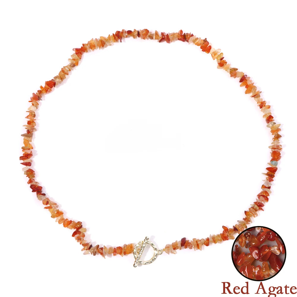 Natural Blue Stone Choker Necklace Aquamarine and Quartz Crystal Beads for Women