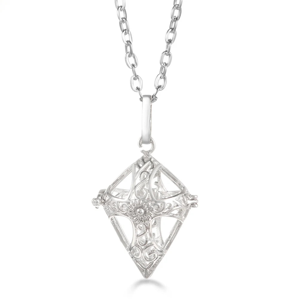 Russia Tradition Chime Exquisite Angel Wings Caller Necklace Essential Oil Diffuser Pregnant Woman Aromatherapy Pendant Jewelry