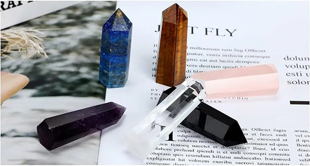 Natural Point Wand Rose Quartz & Amethyst Crystal for Healing and Home Decor
