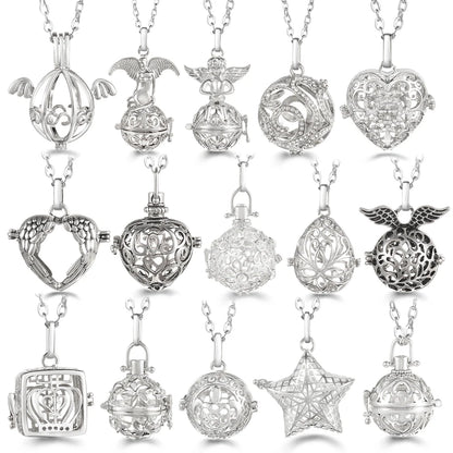Russia Tradition Chime Exquisite Angel Wings Caller Necklace Essential Oil Diffuser Pregnant Woman Aromatherapy Pendant Jewelry