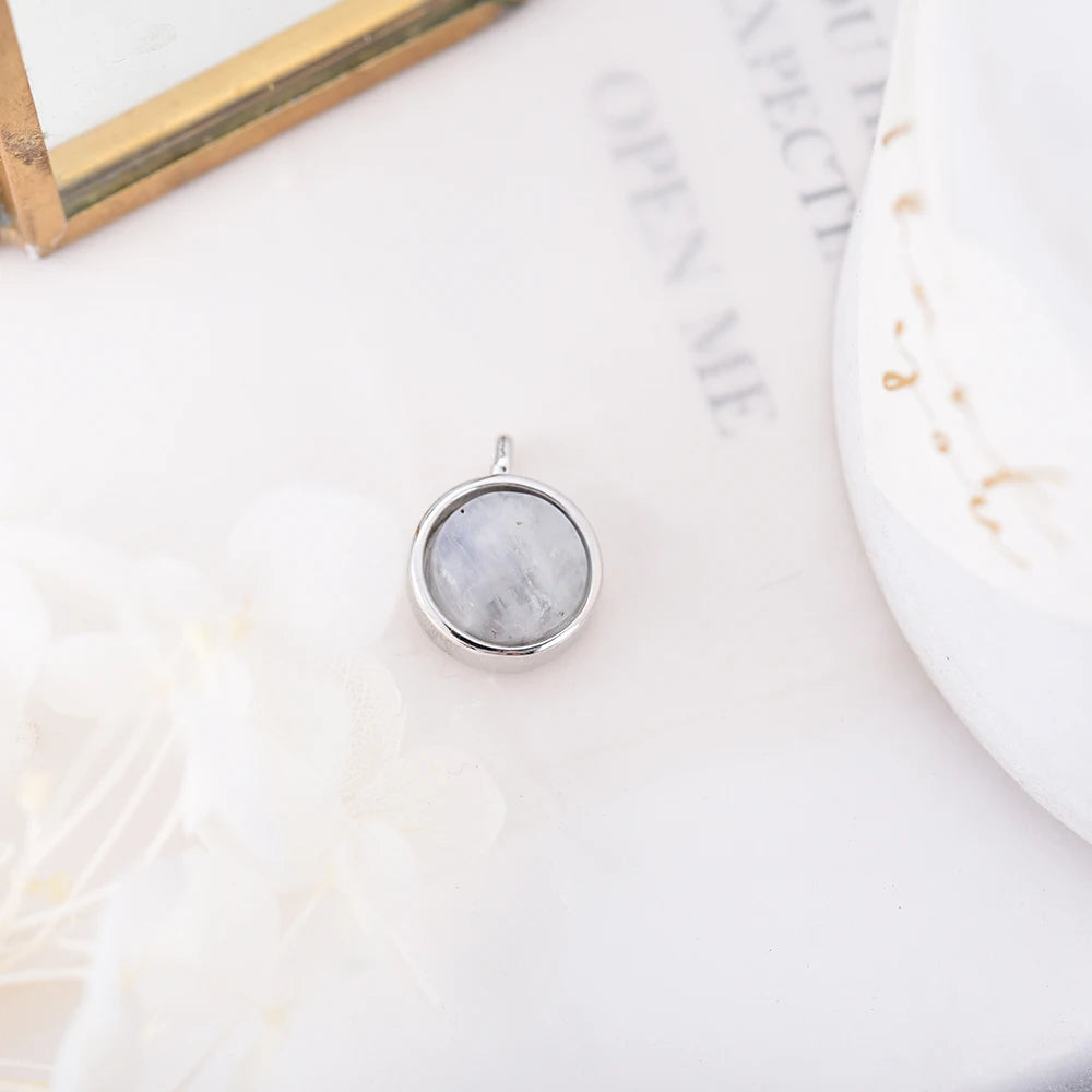 ITSMOS Natural Labradorite Moonstone Pendant Necklace Simple Round Rose Quartz Amethyst Stone Elegant Jewelry for Women Romatic