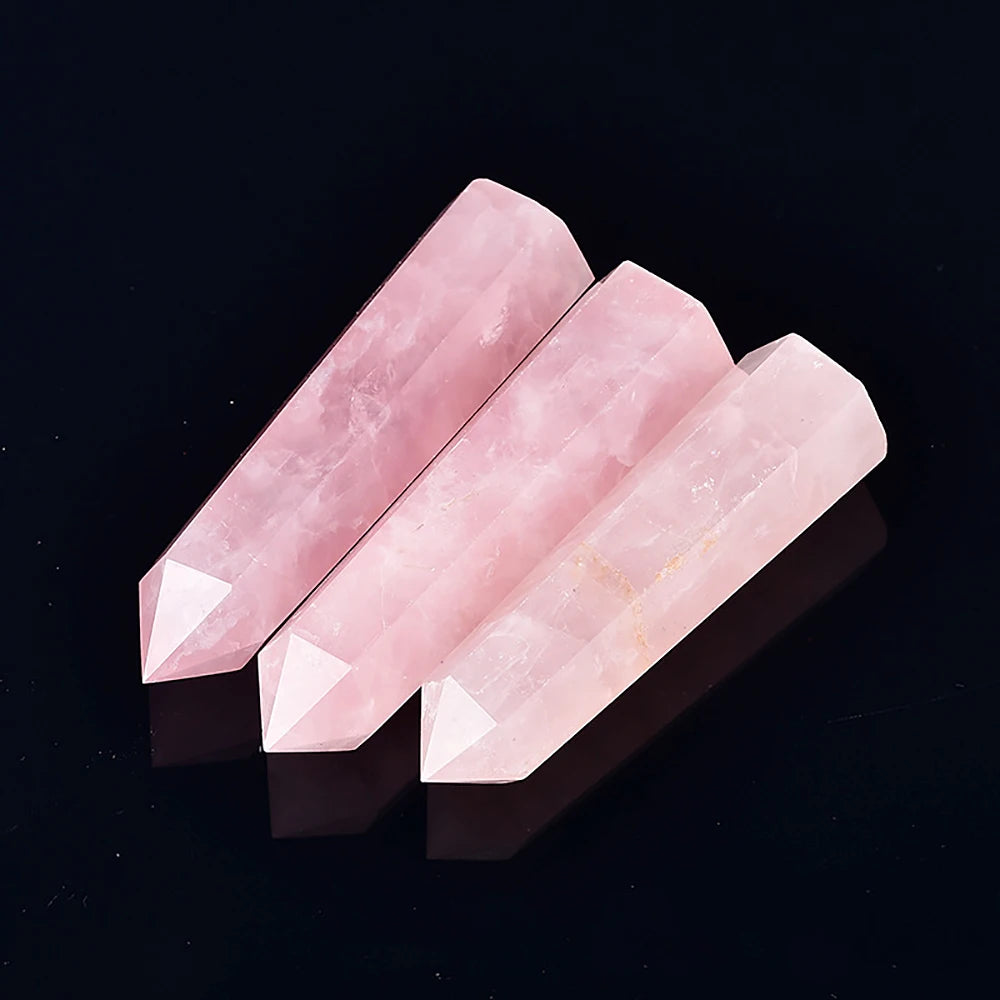 Natural Point Wand Rose Quartz & Amethyst Crystal for Healing and Home Decor