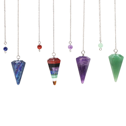Healing Crystal Pendulum Divination Dowsing 7 Chakra Quartz Pendulums Natural Gemstone Reiki Wicca Spiritual Pendant Pendulos