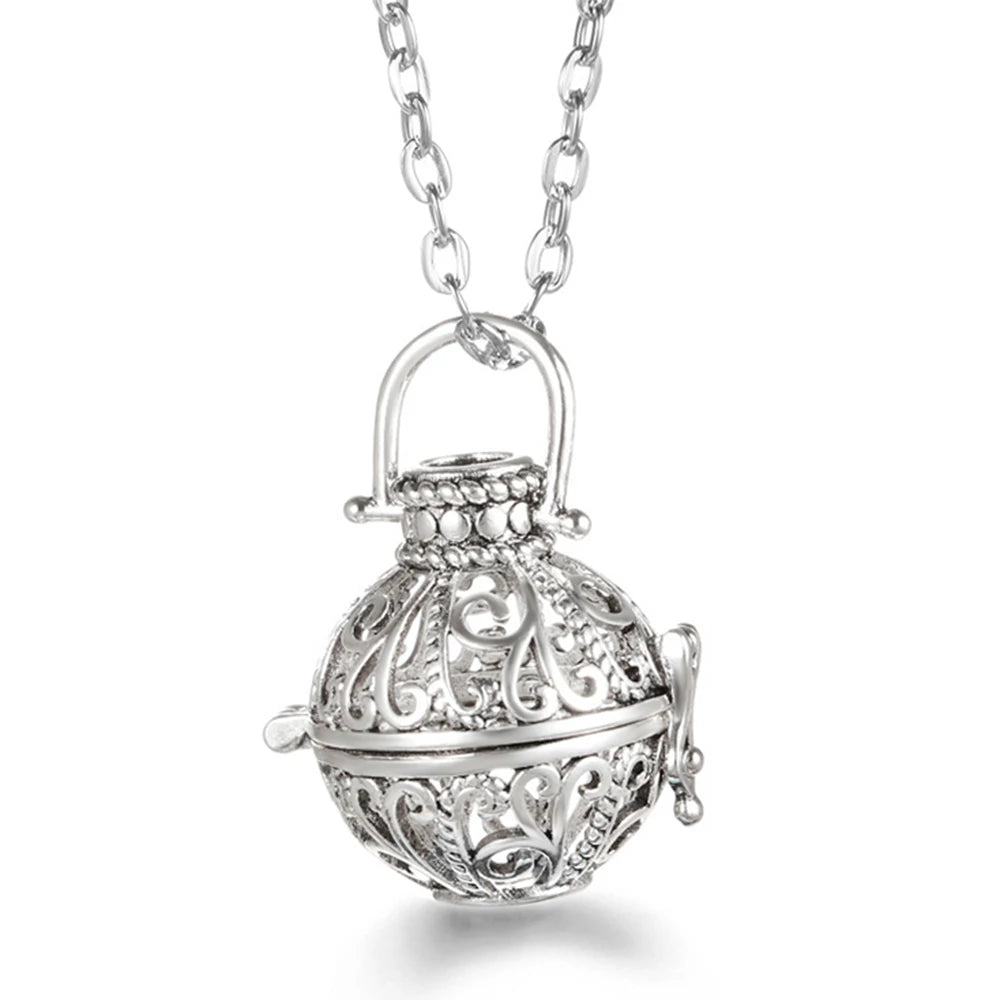 Russia Tradition Chime Exquisite Angel Wings Caller Necklace Essential Oil Diffuser Pregnant Woman Aromatherapy Pendant Jewelry