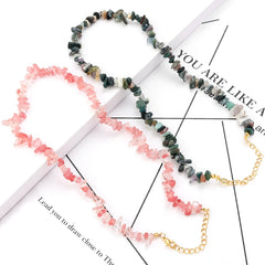 Natural Blue Stone Choker Necklace Irregular Healing Gravel Aquamarines Crystal Quartz Chip Beads Necklace For Women Jewelry