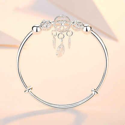 Stunning Silver Dreamcatcher Feather Bracelet