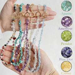 Natural Blue Stone Choker Necklace Aquamarine and Quartz Crystal Beads for Women