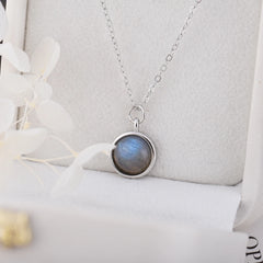 ITSMOS Labradorite Moonstone Pendant with Rose Quartz and Amethyst