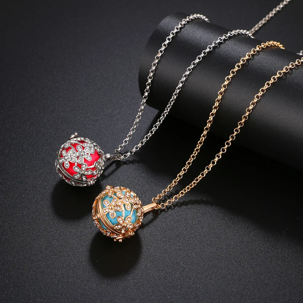 Russia Tradition Chime Exquisite Angel Wings Caller Necklace Essential Oil Diffuser Pregnant Woman Aromatherapy Pendant Jewelry