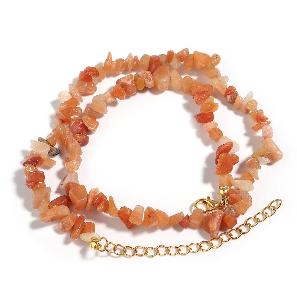 Natural Blue Stone Choker Necklace Irregular Healing Gravel Aquamarines Crystal Quartz Chip Beads Necklace For Women Jewelry