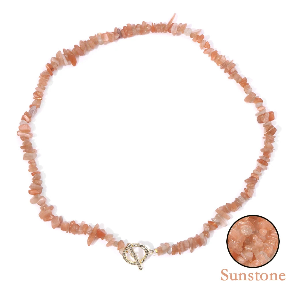 Natural Blue Stone Choker Necklace Aquamarine and Quartz Crystal Beads for Women