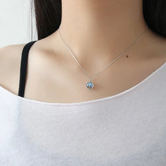 Natural Grey Moonstone s925 Sterling Silver Pendant Necklace Simple GemStone Chain Elegant Jewelry for Women