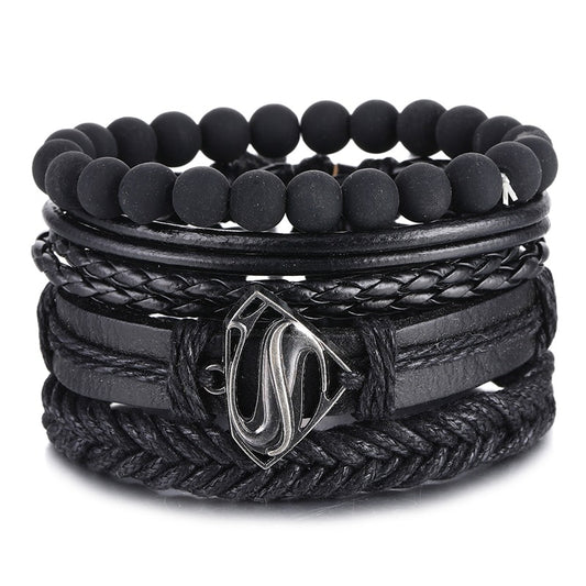 37 Various Vintage Beaded Leather Bracelets