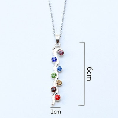 7 Various Chakra Rhinestone Crystal Necklaces