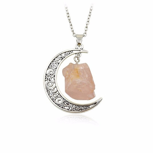 8 Various Quartz Crystal Moon Necklaces