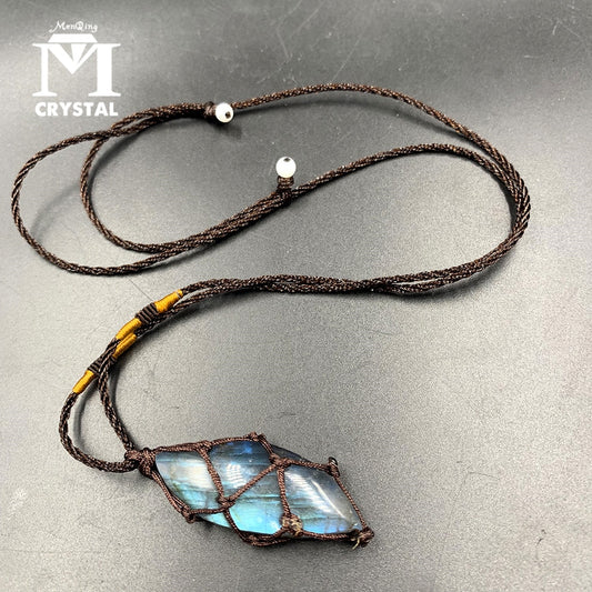 Natural Moonstone Labradorite Crystal Necklace
