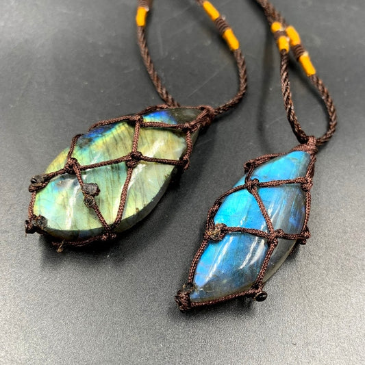 Natural Moonstone Labradorite Crystal Necklace