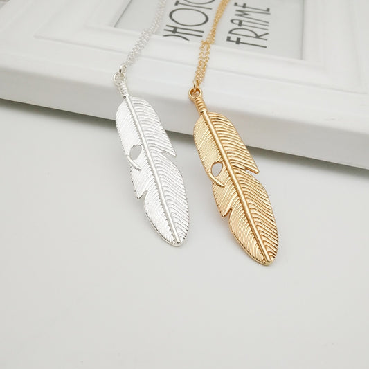 2 Various Long Chain Feather Necklace