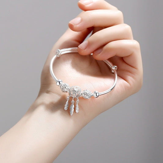 Stunning Silver Dreamcatcher Feather Charm Bracelet