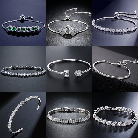 61 Various Silver Tennis Women's Bracelets