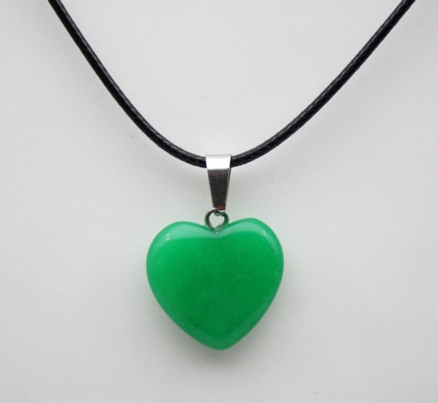 28 Various Natural Stone Heart Quartz Crystal Necklace