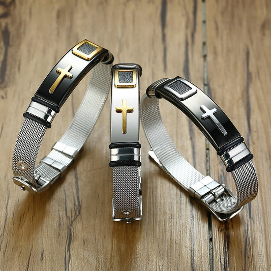 5 Various Stainless Steel Cross Bracelet